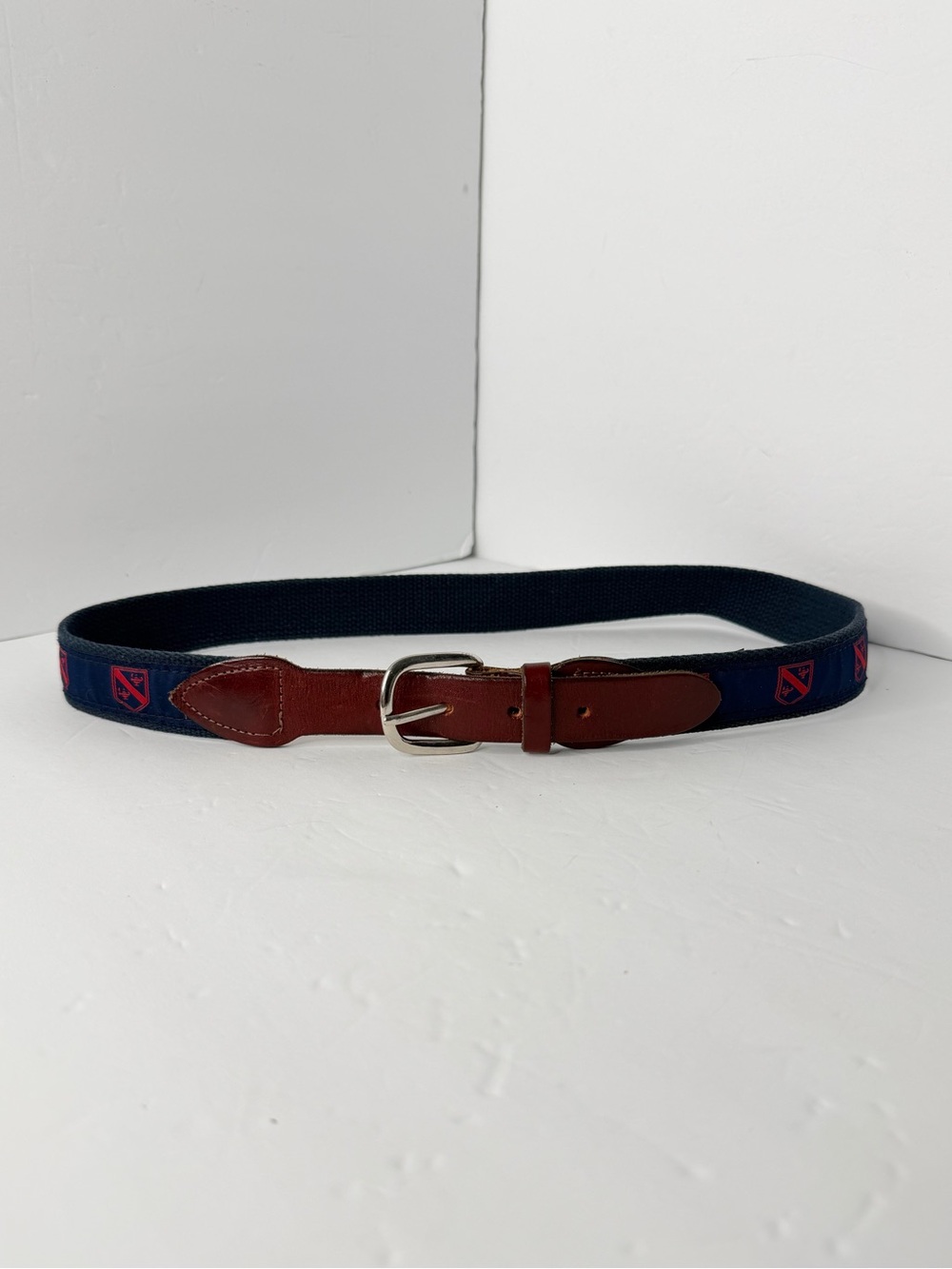 Cape Cod Belt Co TAFT School Crest Ribbon Belt Size 34 Preppy Ivy Style